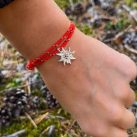 Stella alpina d'inverno- Bracciale paracord regolabile e charm argento 925