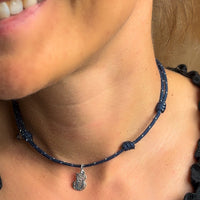 Collana paracord con medaglia argento Gufo