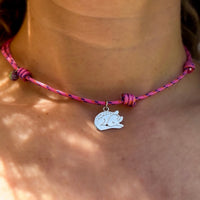 Collana paracord con medaglia argento Cerbiatto